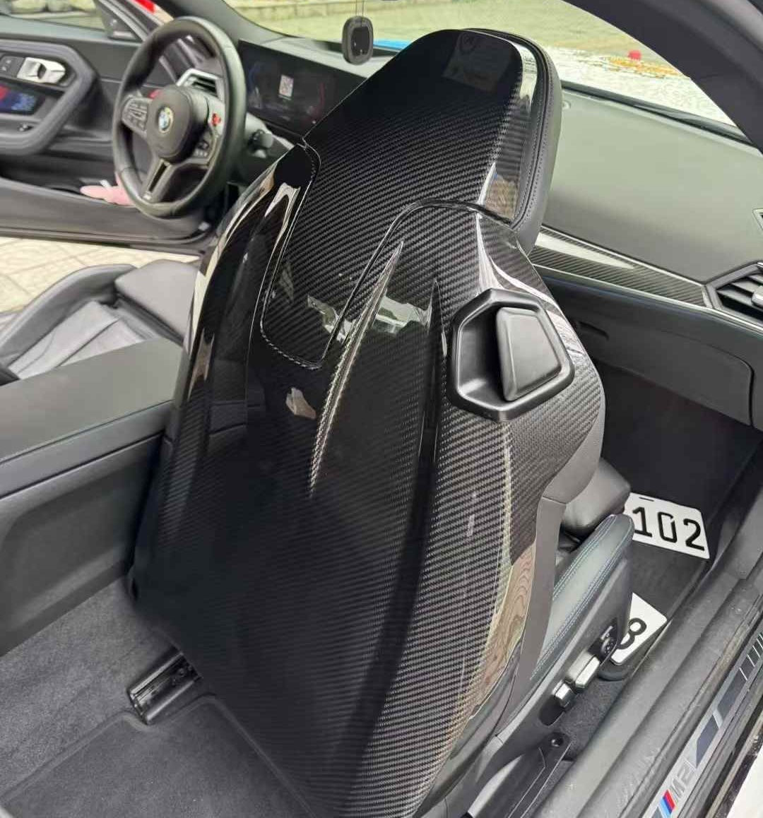 Bmw M2G87 Seat Covers Dry Carbon Rtuned Carbon On Car