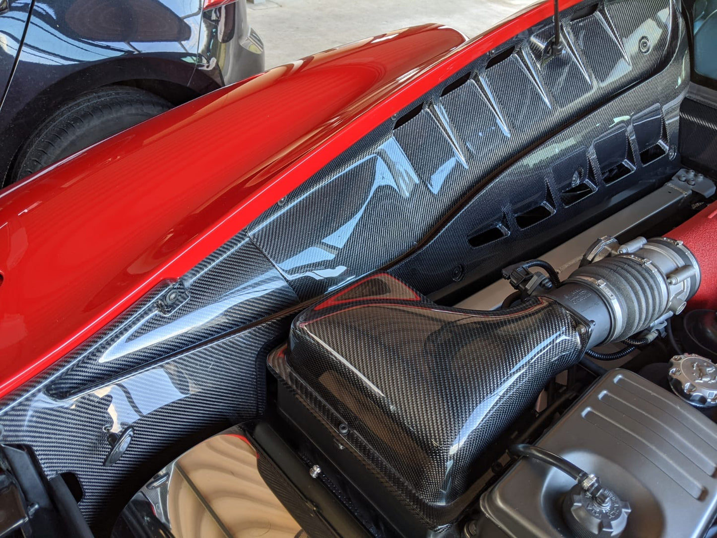 Ferrari F430 Intake Airboxes Engine Bay Panels Rtuned Carbon Fiber On Car